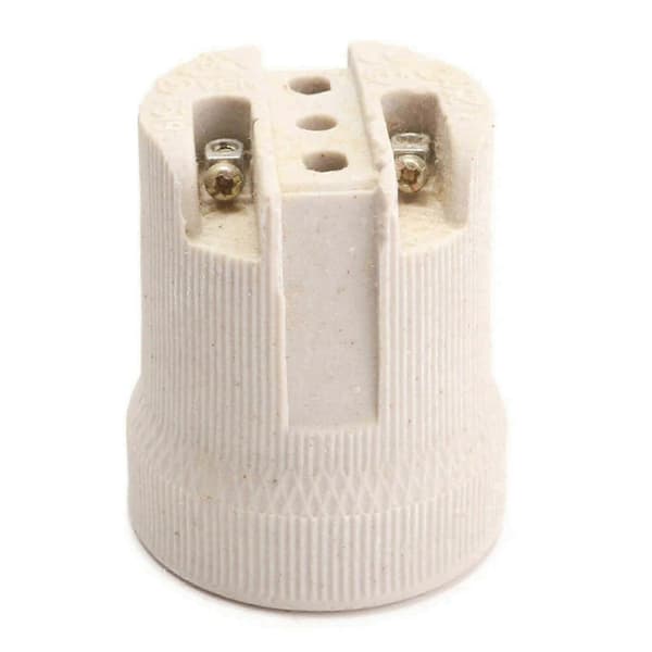 E27 Ceramic Horn Lamp Base Retro Light Bulb Holder with Mounting Bracket 3-Pack
