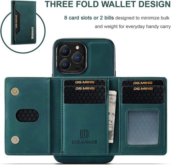 2-in-1 Leather Wallet Case with Card Holder Compatible with iPhone 14 Pro Max, Phone Case for Men, Detachable Back Cover