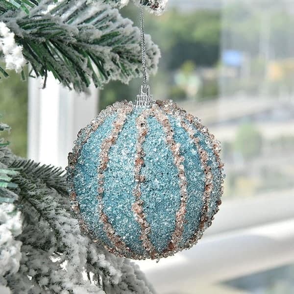 4 stk 8 cm juletrekuler glitterskum ornament juletrepynt