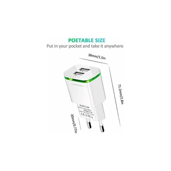 USB Vægoplader 2-pak 2.1A 5V 2 Porte Universal Strømadapter Kompatibel med iPhone Samsung Xiaomi