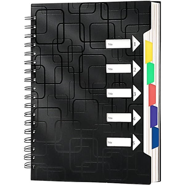 5-Subject Notebook for Work, 120 Pages, Lined for University with Dividers, A5 Size