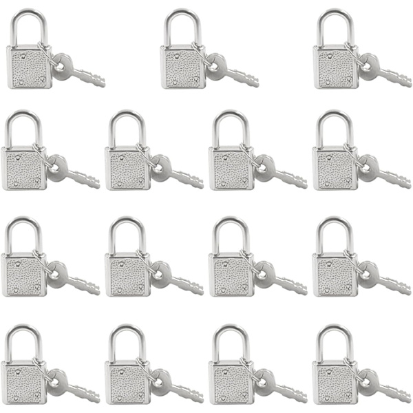 15 stk. minilås med nøgle 15 stk. sølv Silver