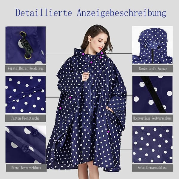 Regnfrakke Mode Unisex Regnponcho Åndbar Med Opbevaringstaske