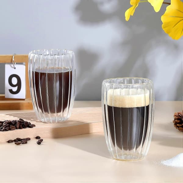 Dobbeltvæggede glaskrus kaffekopper, 450 ml espressokrus cappuccino latte glastekopper varmebestandige glaskopper til kaffe