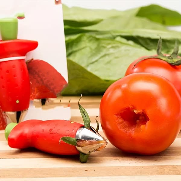 Strawberry Huller in Stainless Steel - Tool for Removing Fruit Stems and Coring Pineapples Reds