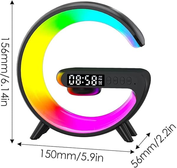Wireless Charging Station with Speaker, RGB Night Light for iPhone Samsung Xiaomi Huawei[JUN]