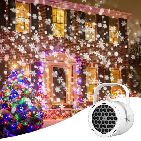 Juleprojektorlamper innendørs LED snøfnugg-projektorlamper juleprojektor for julefest hvitt snøfnugg