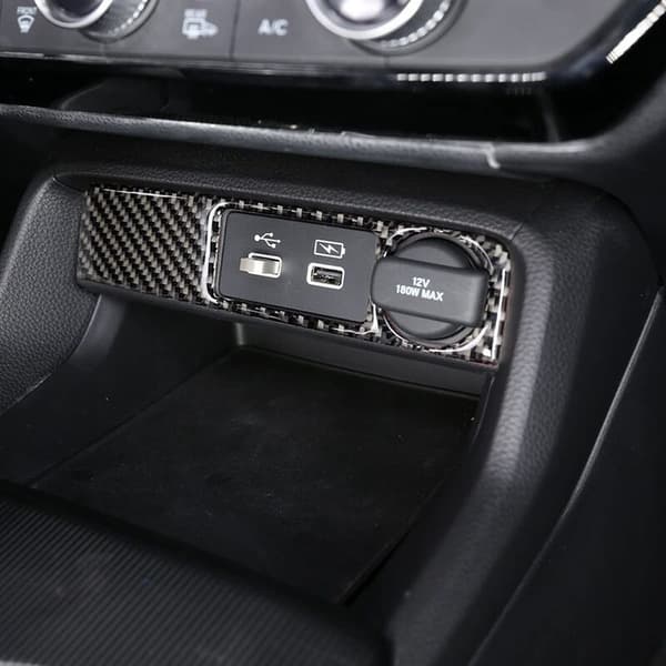 For 11th 2022 Fiber Car USB Charging Switch Button Panel Frame Trim Interior Sticker Accessories