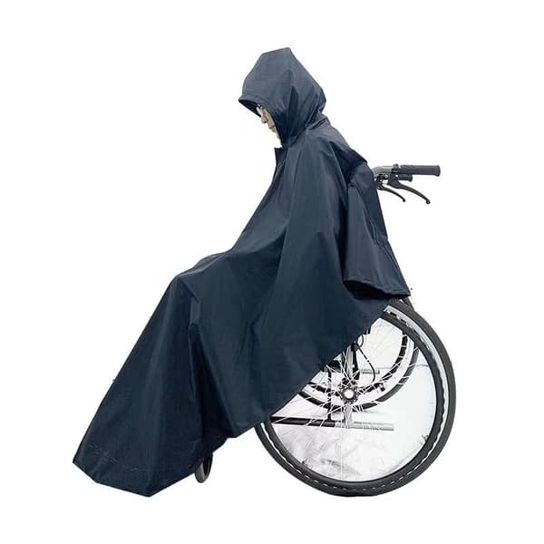 Vanntett Rullestol Regnponcho med Termofôr, Marineblå - Universal Passform [JUN]