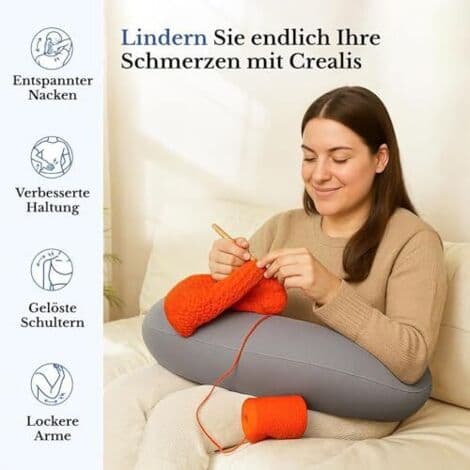 Ergonomic Arm Pillow - Neck and Arm Support - Soft Crystal Velour - Optimal Comfort for Reading and Gaming