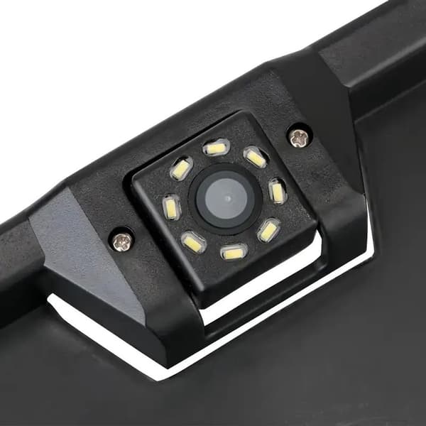 12V backup camera with 8 LED night vision and parking sensor, HD license plate frame backup camera for European cars