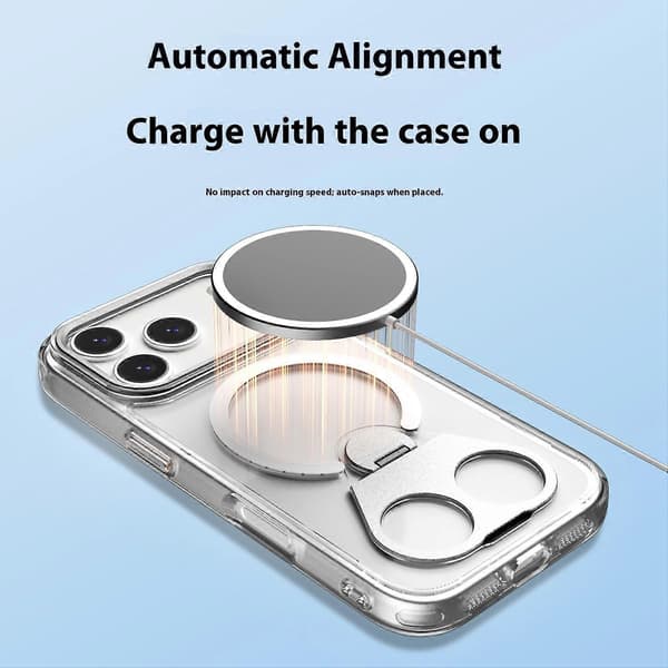 TKdaddy For iPhone 17 Pro Phone Case Compatible with MagSafe TPU Acrylic Back with Ring Stand Black