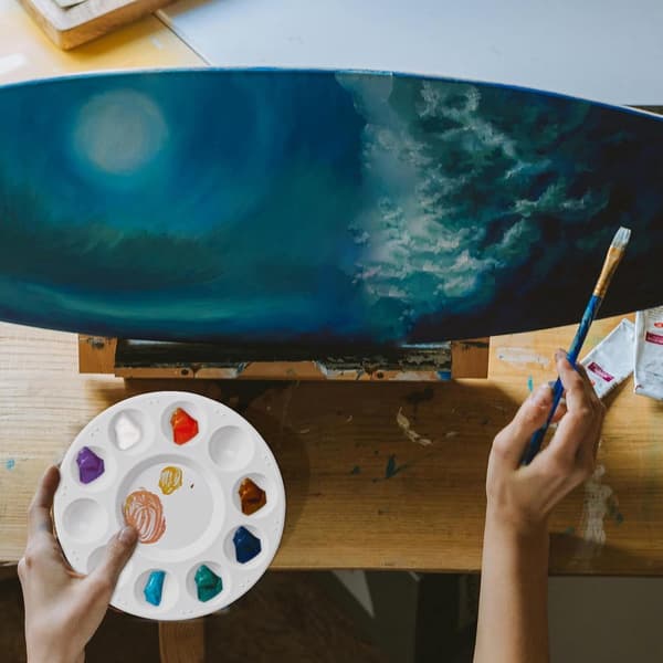 8-delt malerpalet - Rund kunstpaletbakke til maling - Kunstpalet blandepalet