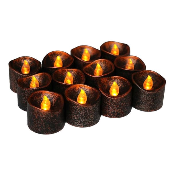 12-pack svarta elektroniska LED-lyktor för Halloween bords- och utomhusdekoration