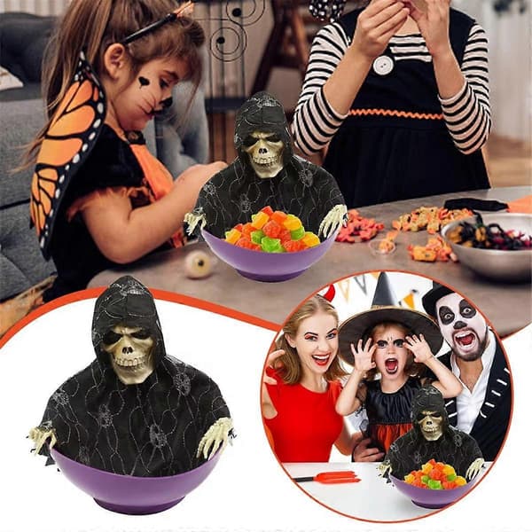 Motion-Activated Halloween Candy Bowl with Glowing Eyes and Spooky Sounds