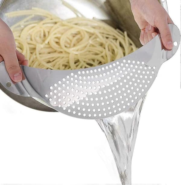 Dørslag i rustfritt stål med håndtak, 2 stk. pastasil i rustfritt stål, enkel drenering, holdbar