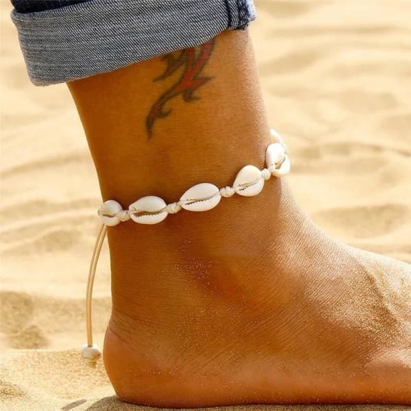 Anklet anklet anklet and bracelet - White shells White