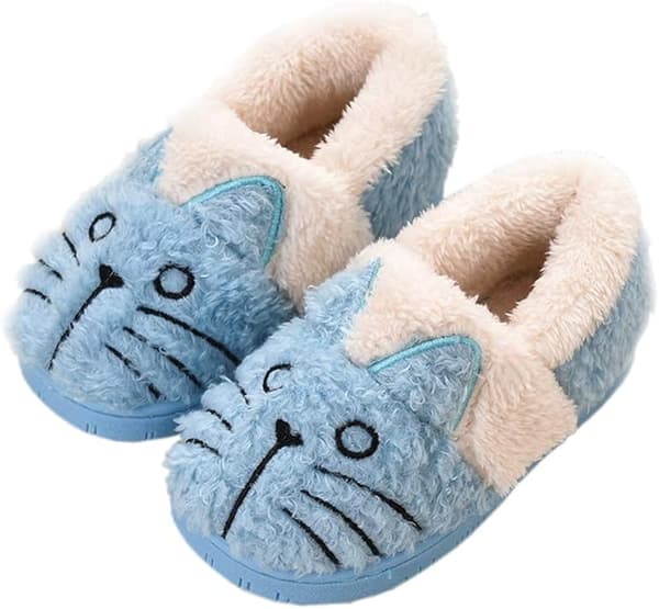 Vinter Tecknade Plysch Bomulls Barn Varma Katt Mjuka Tofflor (15.5cm)