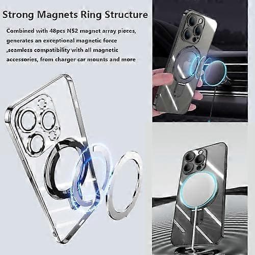 Ringdeksel for iPhone 16 Pro Max Deksel Stativ Kompatibelt med MagSafe Innebygd kameralinsebeskyttelse Støtsikkert mobildeksel for iPhone 16 Pro Max