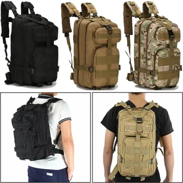 Military Tactical Army Backpack Outdoor Bag 30L khaki