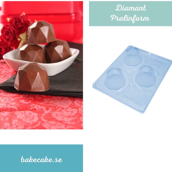 Pralineform Kuppel Diamant Chokoladeform - BWB 1054 - Special 3-delt form Transparent transparent