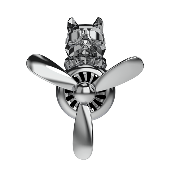 Bumpy Dog med roterende vifteblader Freshener Car Vent Clips Tilbehør Sølv Transparent