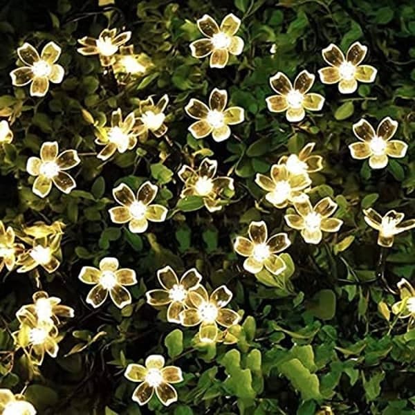 7M 50 LED Kirsebærblomst Solcelle Lyslenke Hage Fairy Light