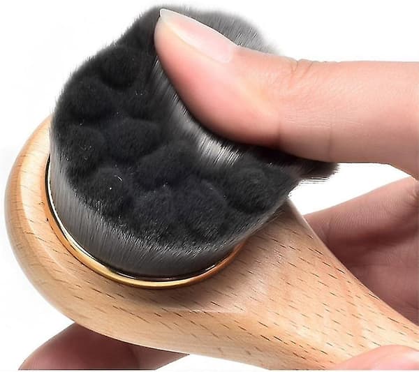 Natural Brush Cleaning Brush Soft Wooden Handle Black For Skin Cleansing SX