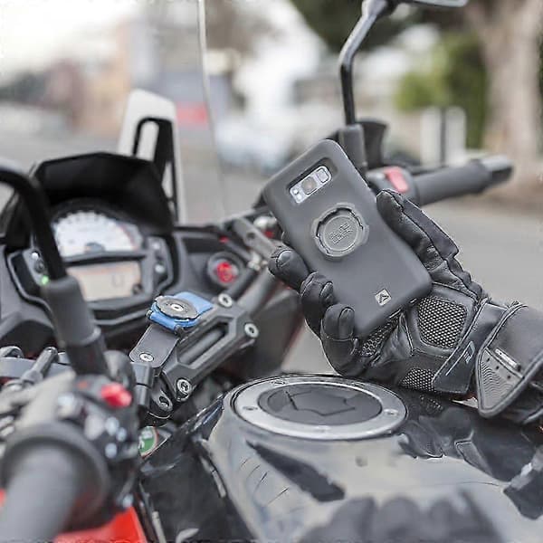 Universal motorcykeltelefonholder med hurtigudløser til styr til smartphones