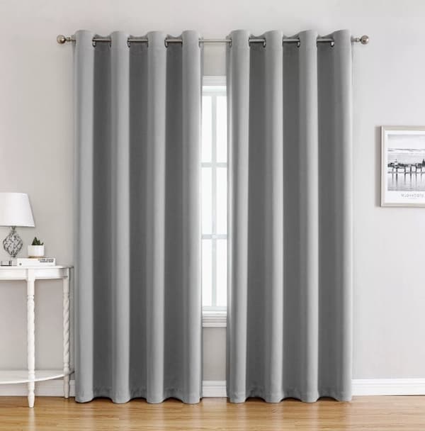 Lys grå blendingsgardin med maljer, termisk isolerende mikrofibergardiner for soverom og kontor, 100x250 cm 1 stk