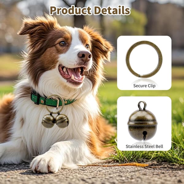 Hundhalsbandsklockor, 2-pack extra högljudda hund- och kattklockor för spårning (antik koppar)