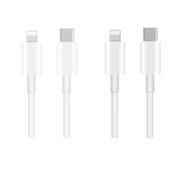 2-pak USB-C til Lightning iPhone Hurtigoplader 1m Hvid