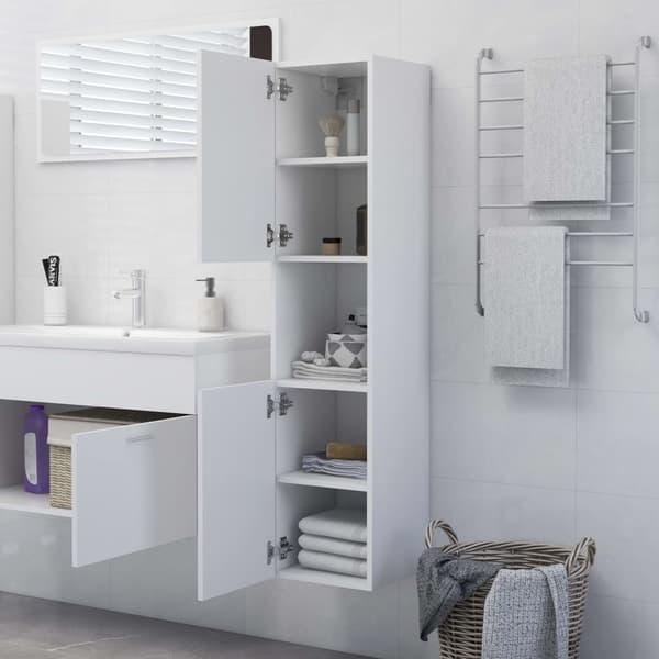 vidaXL Baderomsskap hvit 30x30x130 cm konstruert tre Vit white