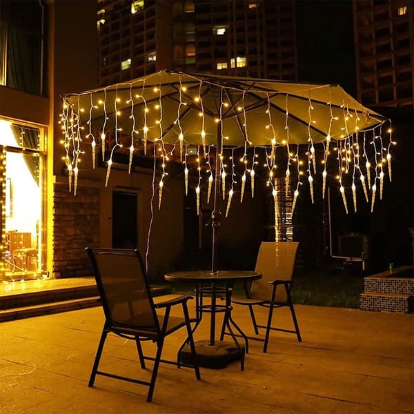 Julebelysning, LED-lyslenke, 8 moduser istapplys (5M Varmt lys)