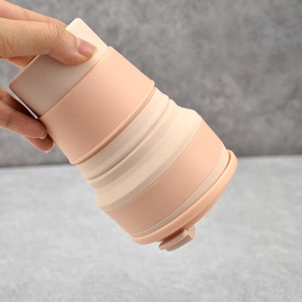 Travel mug with lid | Foldable silicone coffee cups for travel | Reusable pocket-sized silicone for hot and cold drinks