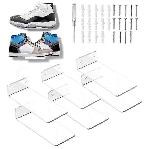 6-pack Floating Shoe Shelf, Wall Mounted Levitation Shoe Rack for Sneaker Collection [DB]