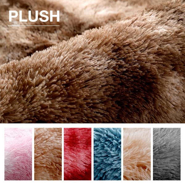 Lyseblå fluffy rundt tæppe til stue og soveværelse 140cm Lyseblå 140cm Light Pink