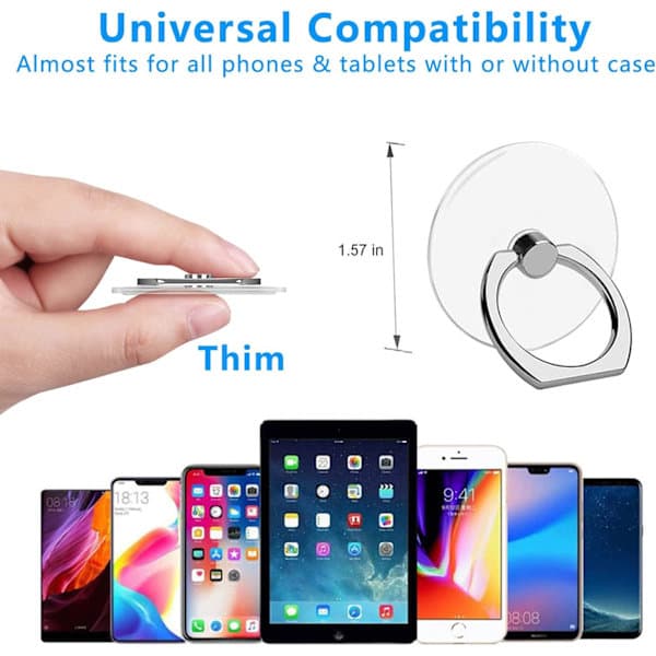 Transparent Phone Ring Holder, Universal Grip Stand for All Smartphones [JUN]