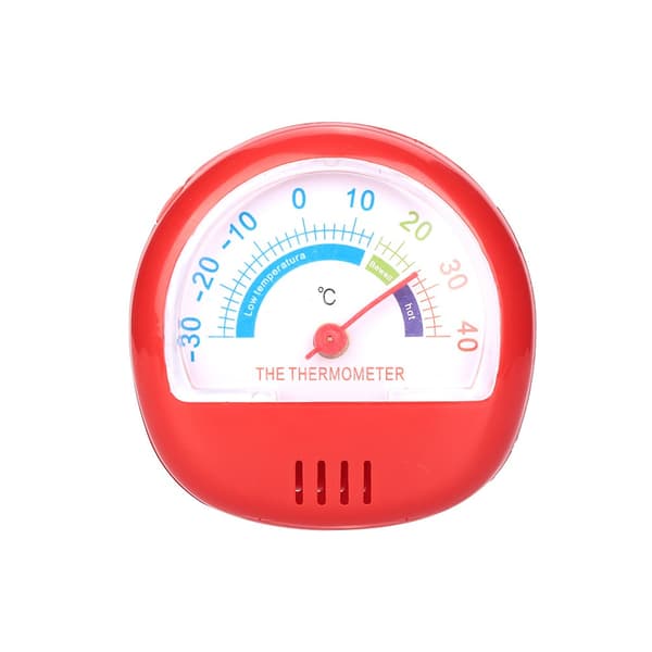 Køleskabs- og frysetermometer, stor urskive, mekanisk, rød