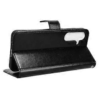 Compatible Case for Samsung Galaxy S25+ Crazy Horse Texture PU Leather Wallet Case (Black)