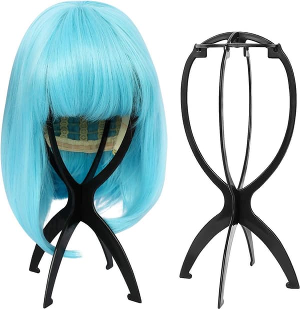 Wig Holder - 2 Pieces - Adjustable Wig Stands - 18 x 36 cm - Wig Head Holders - Portable Folding