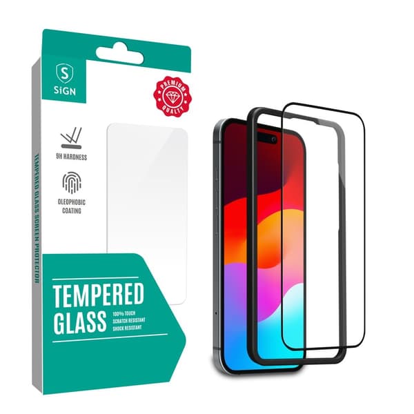 Fullständigt skärmskydd i härdat glas för iPhone 16 med monteringsram