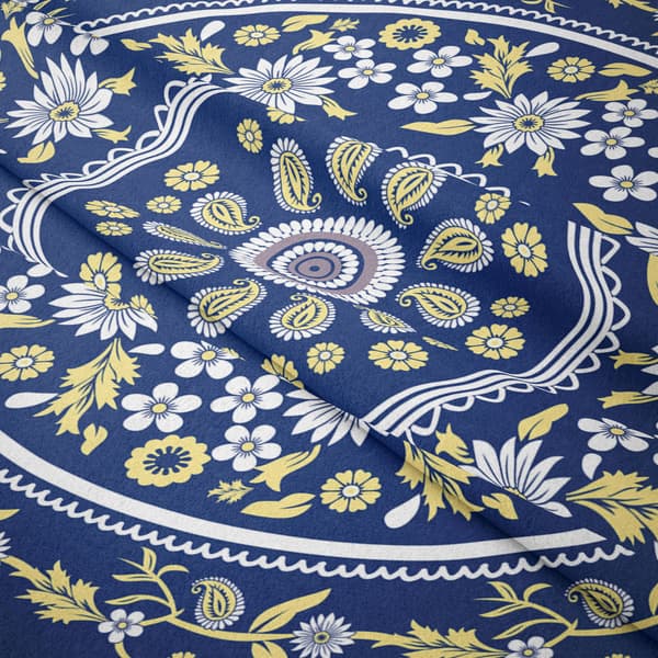 150×200cm Bohemsk Tapet - Blå Blomstret, Dekorativ Tapet