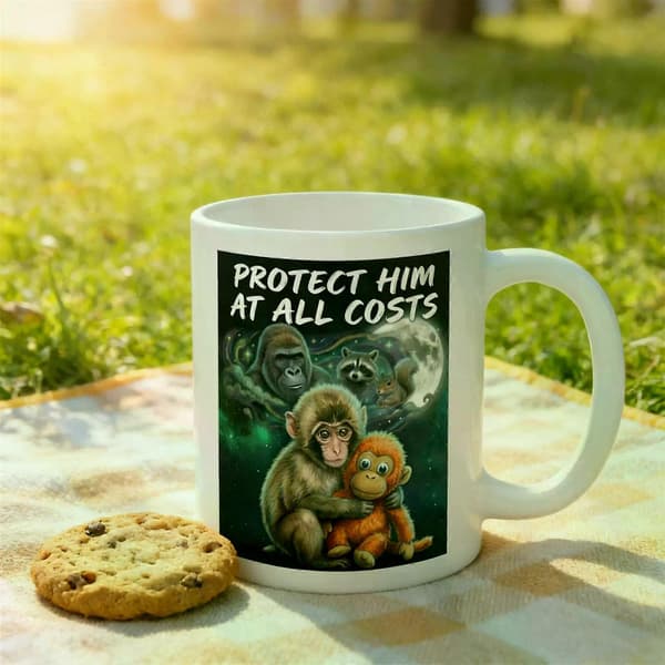 Mama Punch Monkey Ceramic Coffee Mug - Novelty Mug for Gifts & Daily Use