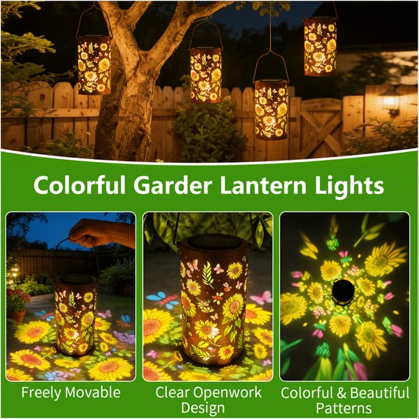 Solcellelampe med solsikke, IP65 vanntette dekorative hagelys (fargede lys)