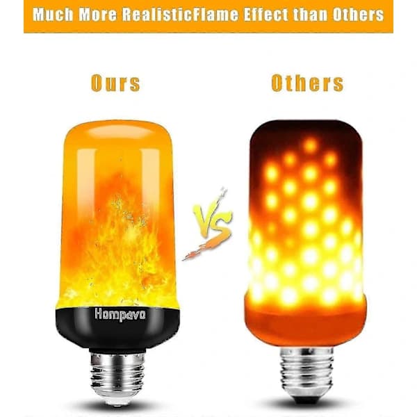 [Upgraded] LED Flame Effect Light Bulb, 4 Modes Flickering Light Bulbs, E26/e27 Base Flame Lamp, Christmas (2 Pack)