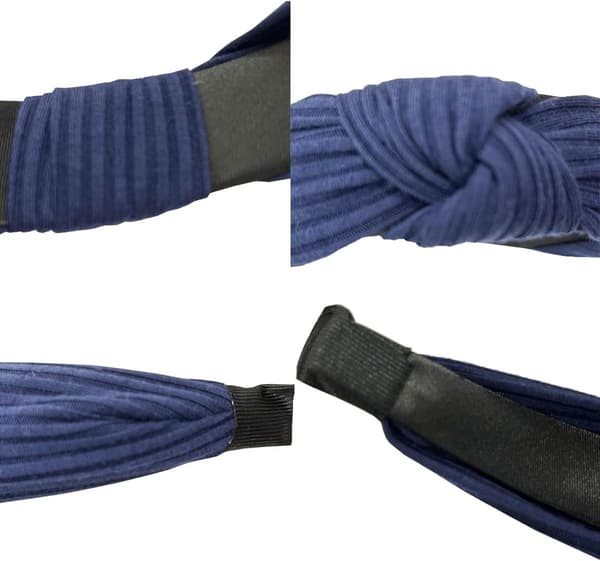 Hodebånd for kvinners hårknute, vridd bredt pannebånd, elastisk krysshår, tilbehør, 3-pakning hodebånd (marineblå, mørkegrå, gul) - 03