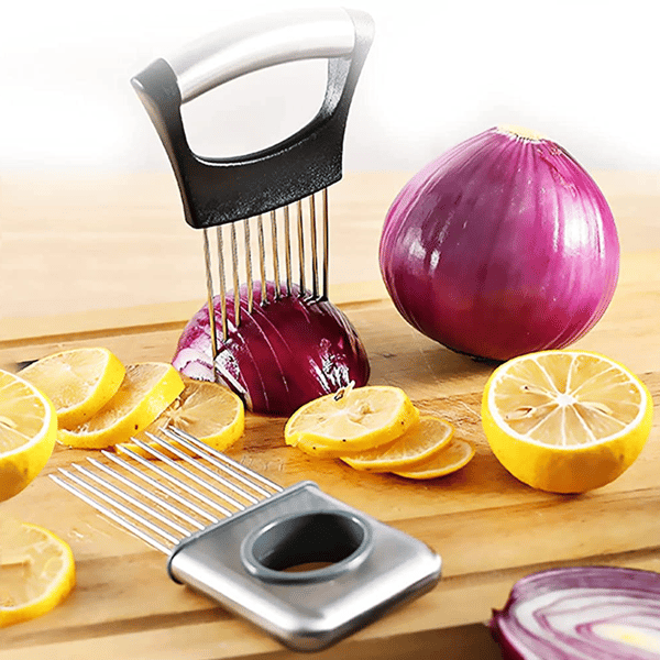 Løghakker Holder Kit Rustfrit Stål, til Løg Skæring Kartofler Tomat Avocado Agurk Skæring