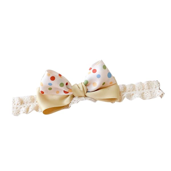 Babyhårbånd med sødt bølget prikdesign Elastisk hårbånd Håraccessories Lysegul