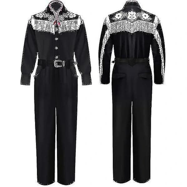 Cowboy Jumpsuit-kostume til mænd med tørklæde og hat, størrelse L